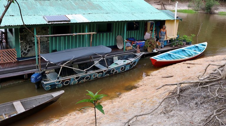 Boats of Brazil, Amazon River, Livramento community, Olga D'arc Pimentel house boat. Copyright © Don's Art