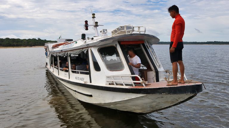 Boats of Brazil, Amazon River, community taxi boat. Copyright © Don's Art