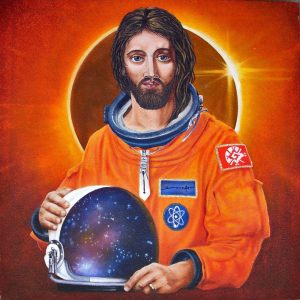 Space Jesus, oil on canvas, Donsart